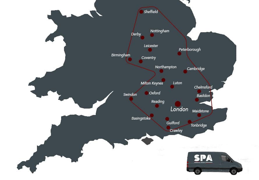 SPA is a commercial property maintenance company covering London, Greater London, the South East of England (including Cambridge, Watford, Reading, Guilford and Maidstone), South Yorkshire (Sheffield) and the Midlands (including Northampton, Milton Keynes, Luton, Oxford, Birmingham, Leicester, Derby, Nottingham, Peterborough, Coventry)